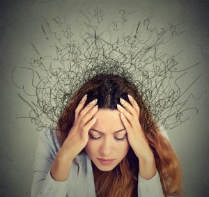 Anxious stressed worried woman
